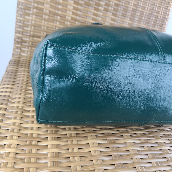 Kate Spade Glossy Green Patent Leather Hobo Shoulder Bag Silver Stud Accents - Picture 9 of 16